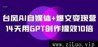 《台风AI自媒体+爆文变现营》14天用GPT创作提效10倍视频学习资料[MP4/3.96GB]百度云网盘下载，可在线看也可下载使用，文件大小3.96GB，目录见下文。